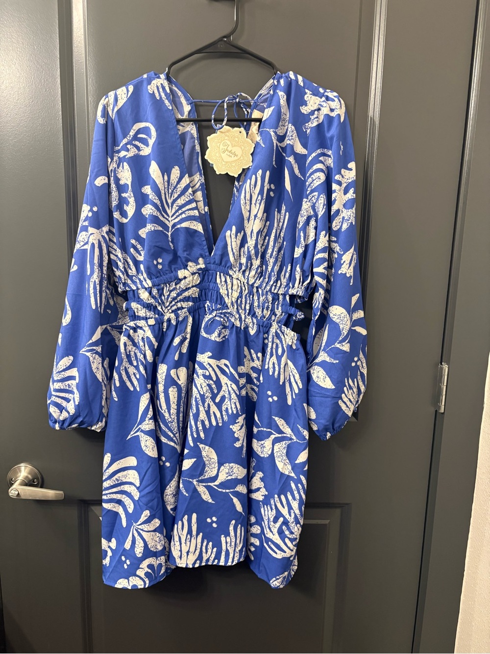 Printed Blue Patterned Dress Mini